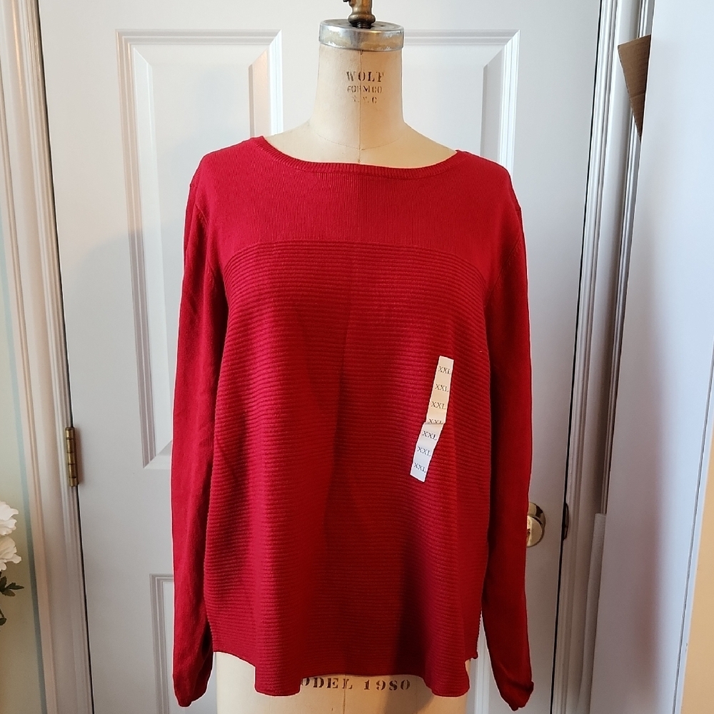 Vibrant Red Ribbed Sweater